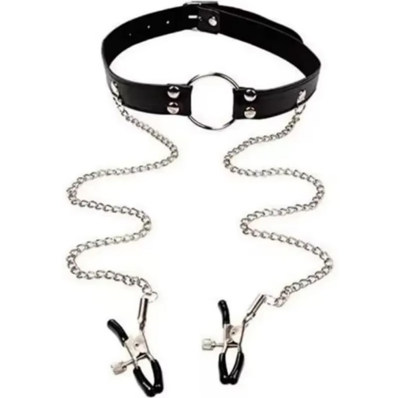 Nipple Clamp SM Chest Harness Breast Clamp Neck Collar