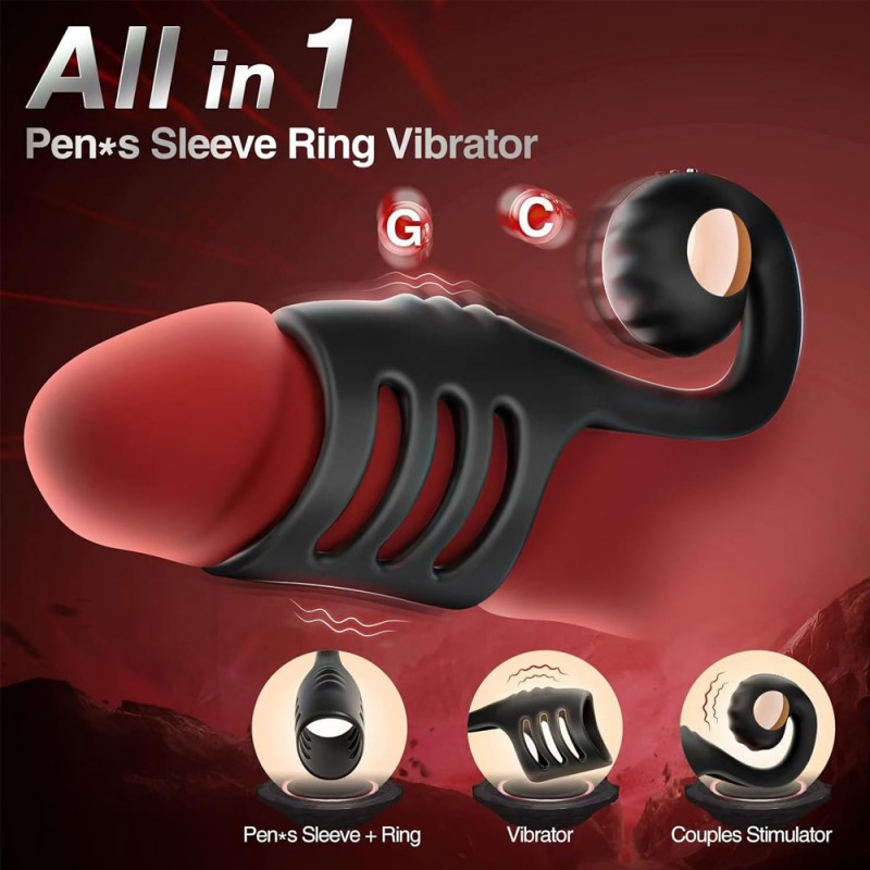 Vibrating Cock Ring Sleeve with Snail-Shaped Vibrator Male Sex Toys