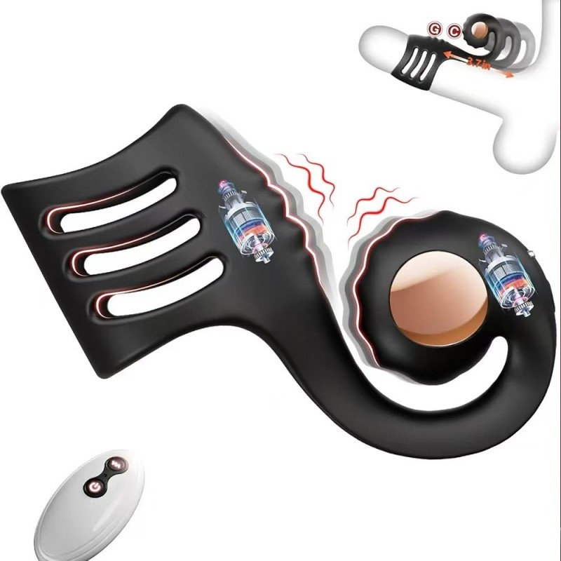 Vibrating Cock Ring Sleeve with Snail-Shaped Vibrator Male Sex Toys