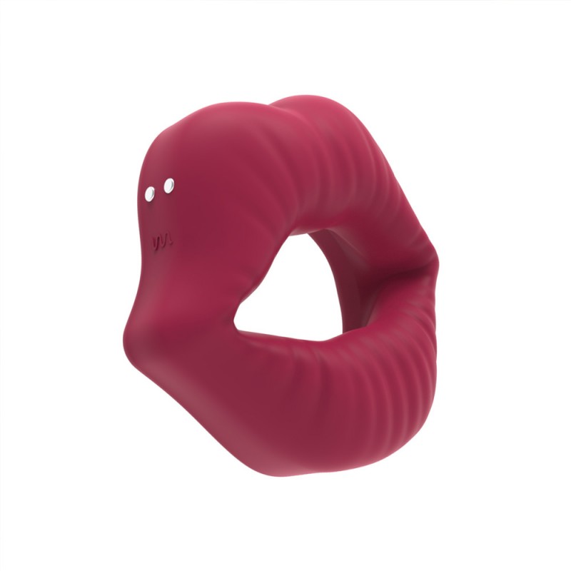 Red Lips Cock Ring Penis Vibrator Adult Toys for Erection Enhancing