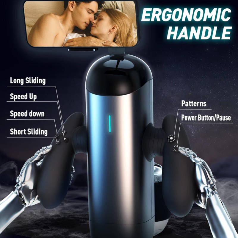 Automatic Thrusting Male Masturbator with Double Handle & Phone Holder4