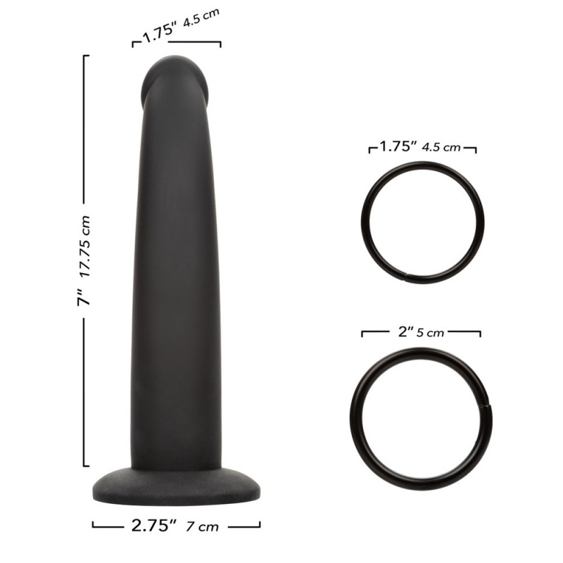 CalExotics Onyxxx Support 7 Inch Strap-on Curved Dildo with 2 Rings5