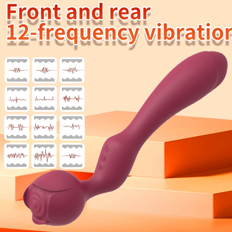 Double Ended G-spot Vibrator Rose Bud Clitoral Stimulator3