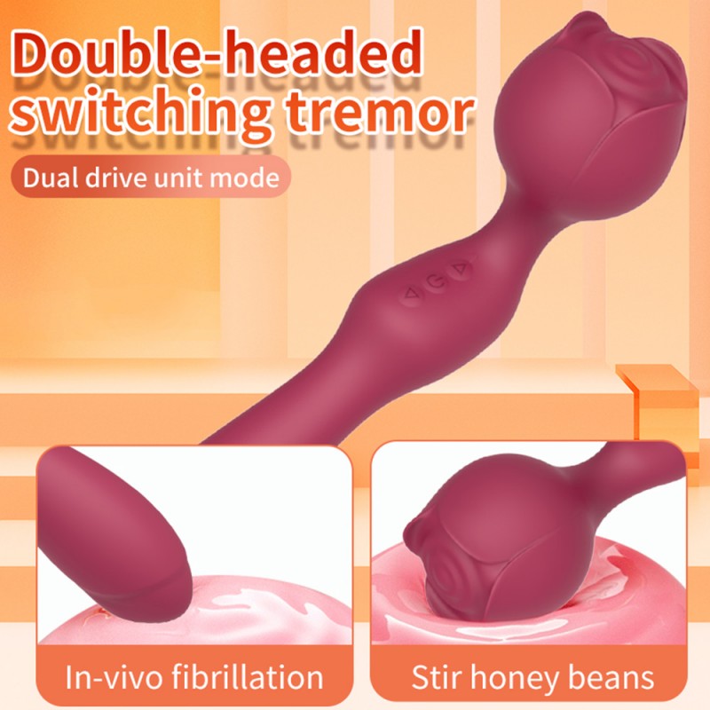 Double Ended G-spot Vibrator Rose Bud Clitoral Stimulator2