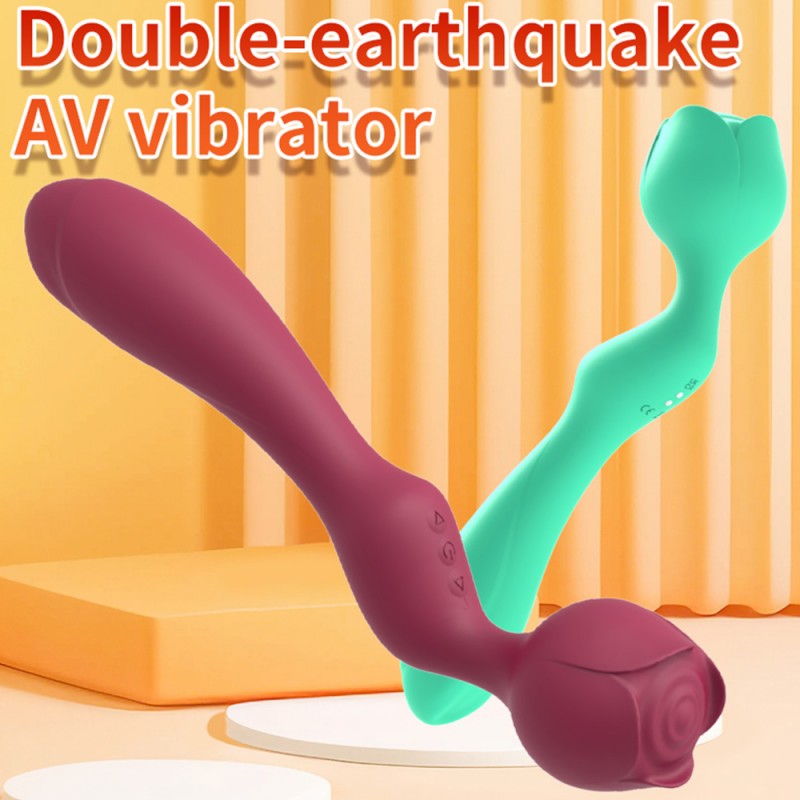 Double Ended G-spot Vibrator Rose Bud Clitoral Stimulator1
