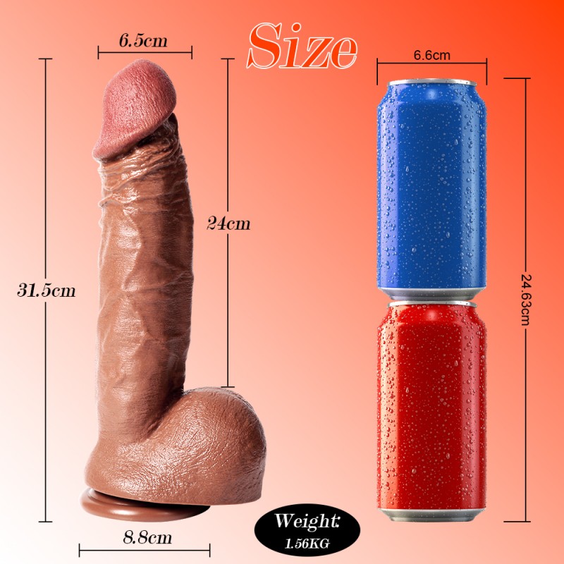 Super Long 12.4 Inch Realistic G-spot Didlo with Suction Cup & Balls5