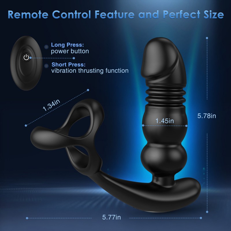 Thrusting & Vibrating Prostate Massager Cock Ring with Remote Control3