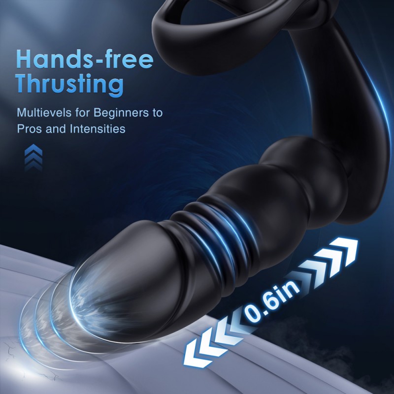 Thrusting & Vibrating Prostate Massager Cock Ring with Remote Control1