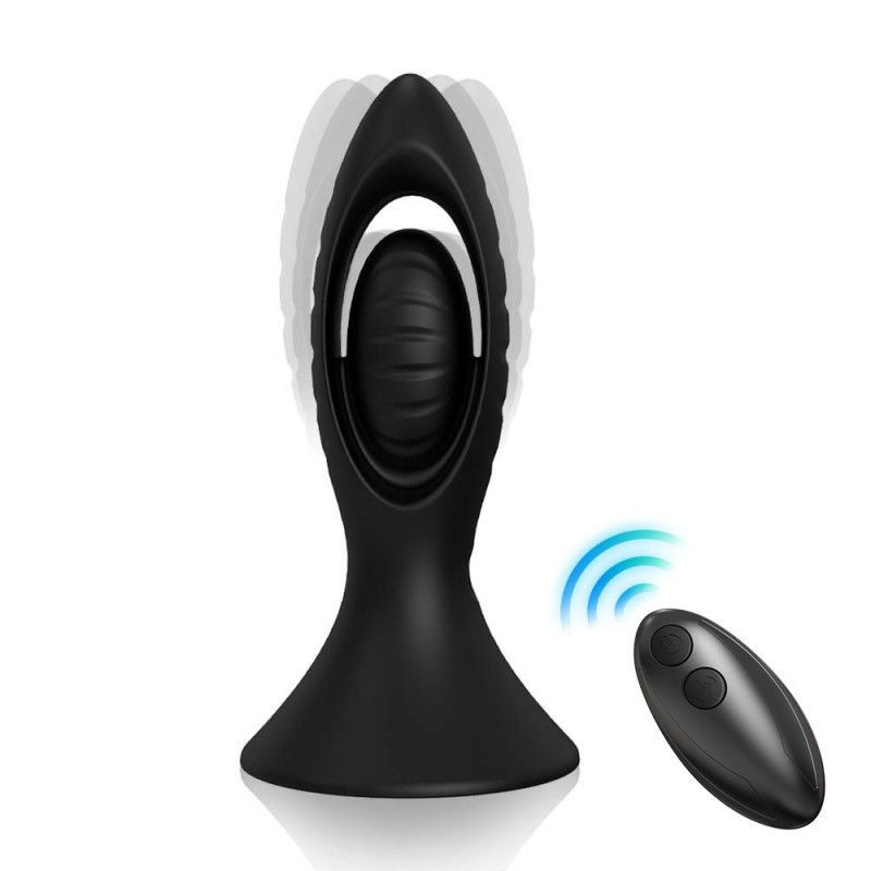 Black Hollow Out Slap Anal Plug with Remote Control