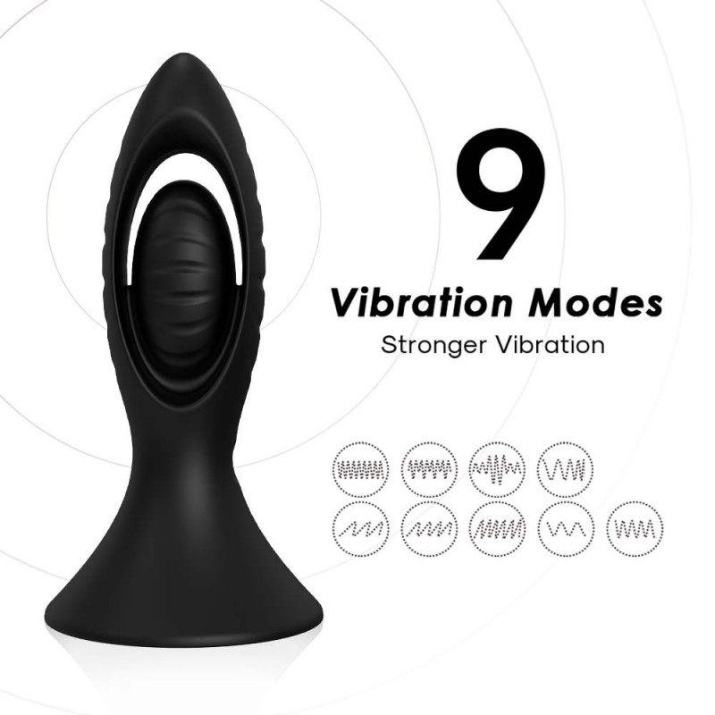 Black Hollow Out Slap Anal Plug with Remote Control