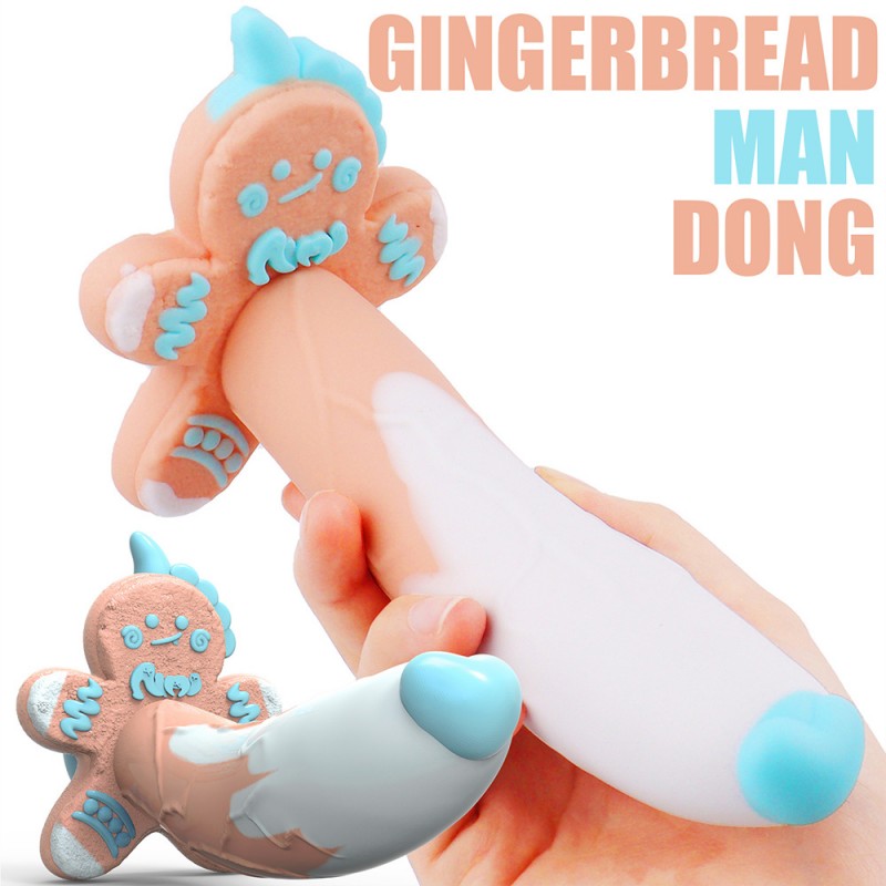 Xmas Silicone Penis Cute Gingerbread Man Dildo with Heart Tipped Glans5