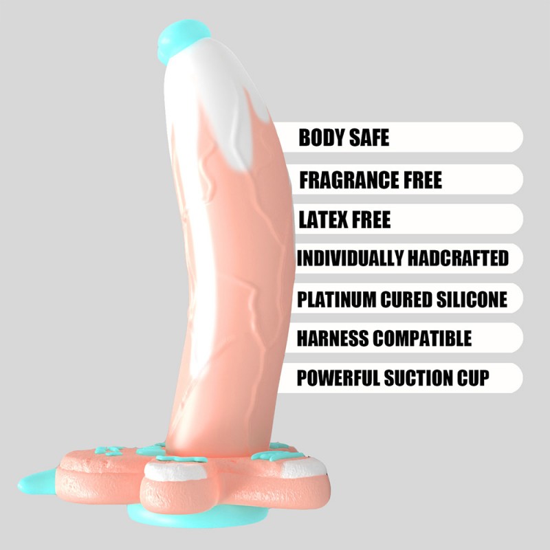 Xmas Silicone Penis Cute Gingerbread Man Dildo with Heart Tipped Glans