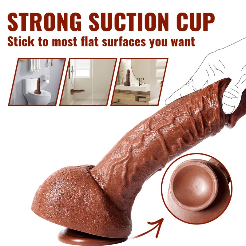 12In. Realistic Dildo with Vein Texture Balls & Suction Cup