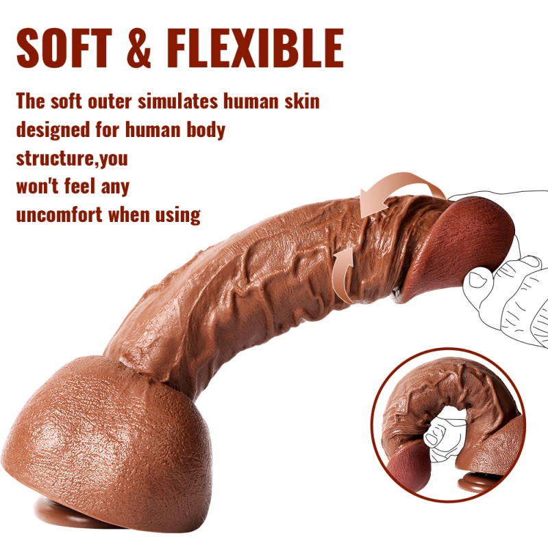 12In. Realistic Dildo with Vein Texture Balls & Suction Cup