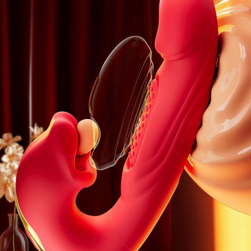 Red Lips and Tongue Double Slap Rabbit VibratorRed Lips and Tongue Double Slap Rabbit Vibrator