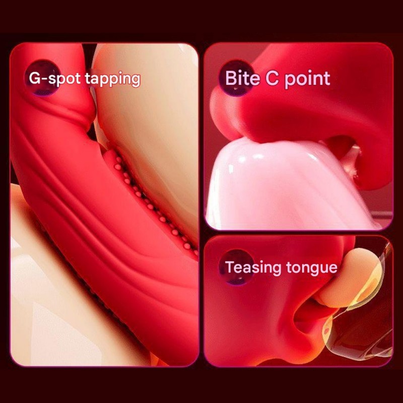 Red Lips and Tongue Double Slap Rabbit Vibrator