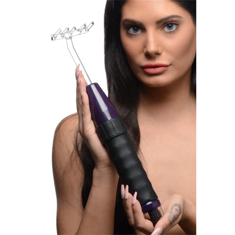 Zeus Deluxe Edition Twilight E-Stim Wand Vibrator Kit with 5 Glow Glass Attachments