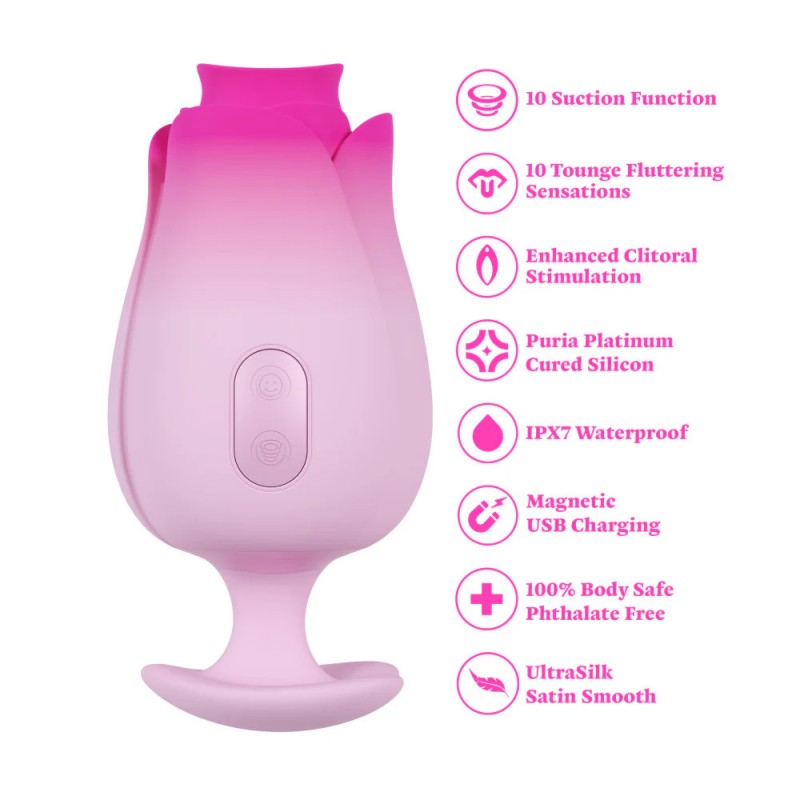 Blush Aria Rose Sucking Vibrator Tongue-Fluttering Massager