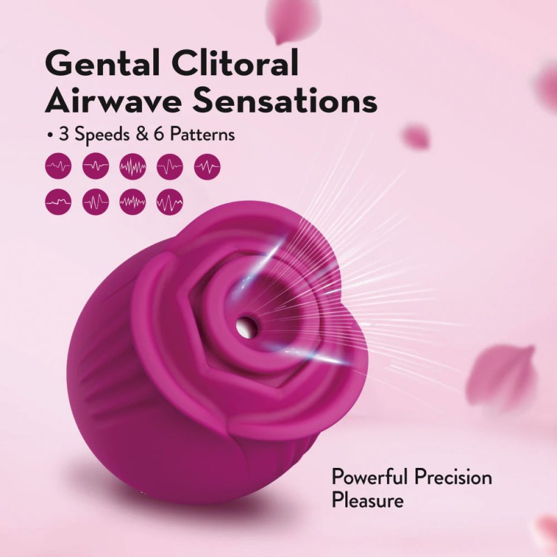 Blush Original Rose Vibrator Air Wave Suction Clitoral Nipple Stimulator2