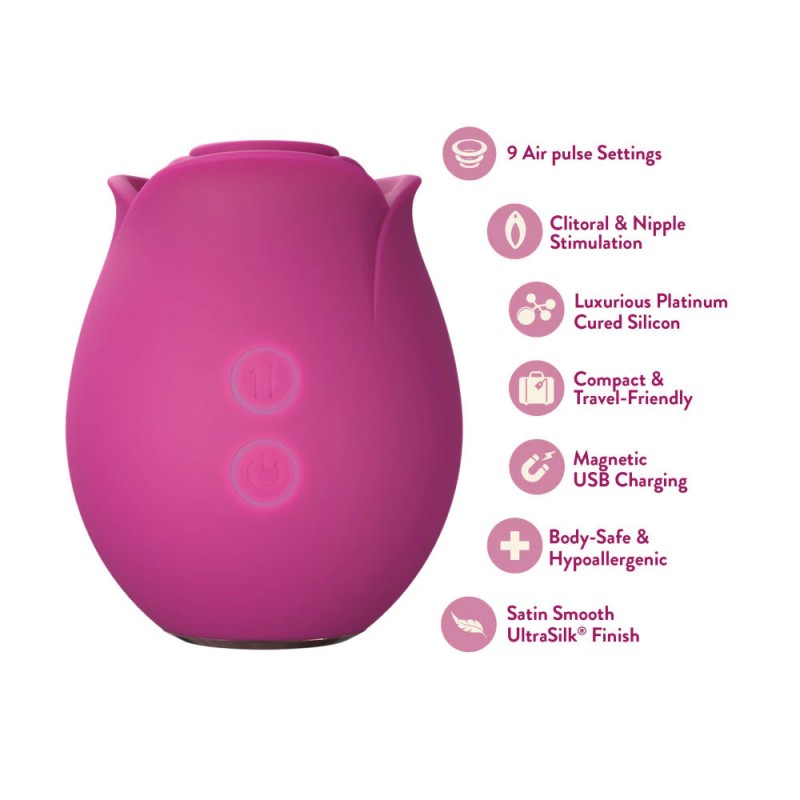 Blush Original Rose Vibrator Air Wave Suction Clitoral Nipple Stimulator