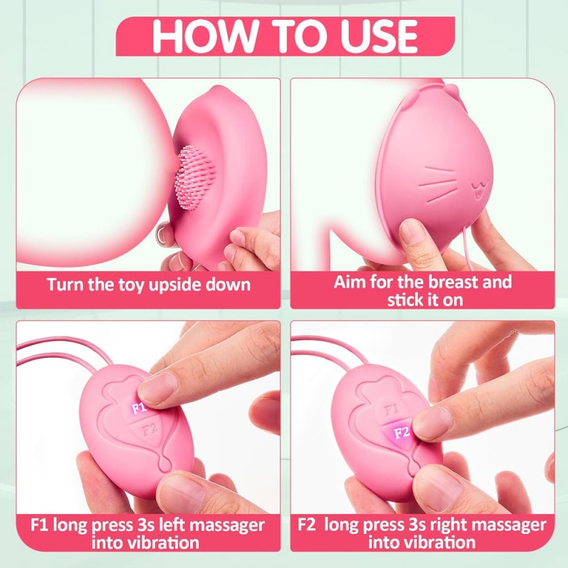 Cute Cat Nipple Vibrator Sucker Breast Massager with Remote Control