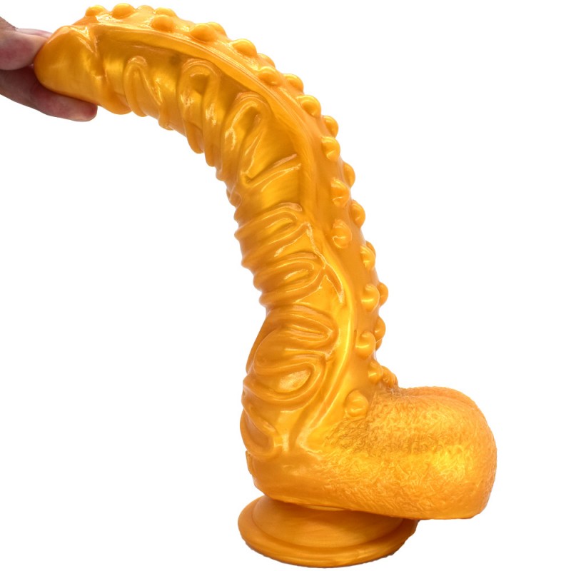 FAAK 10 Inch G-spot Dildo Wave Textured Penis with Suction Cup3