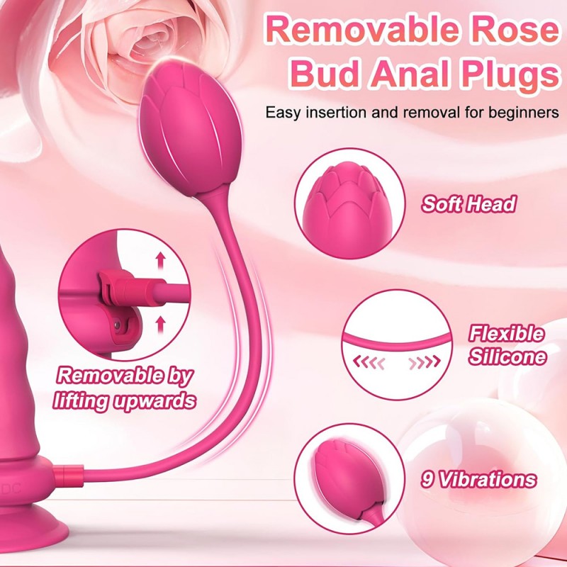 Lesbian Vibrator Stap On Dildo Rosebud Anal Plug with Harness & App Control2