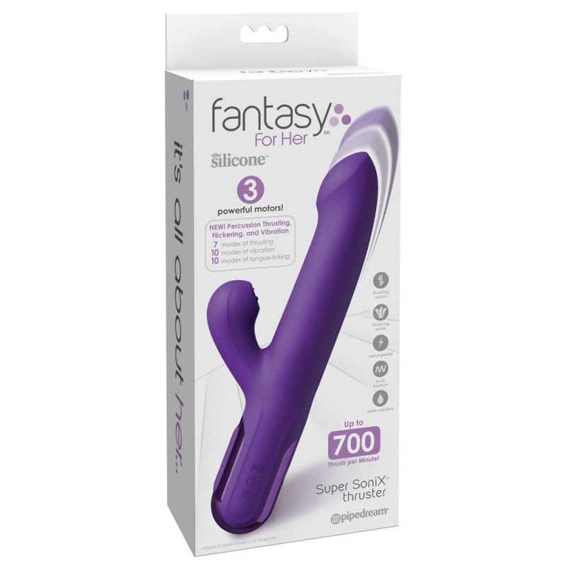 Pipedream Super Sonix Thruster & Tongue Licking Rabbit Vibrator6