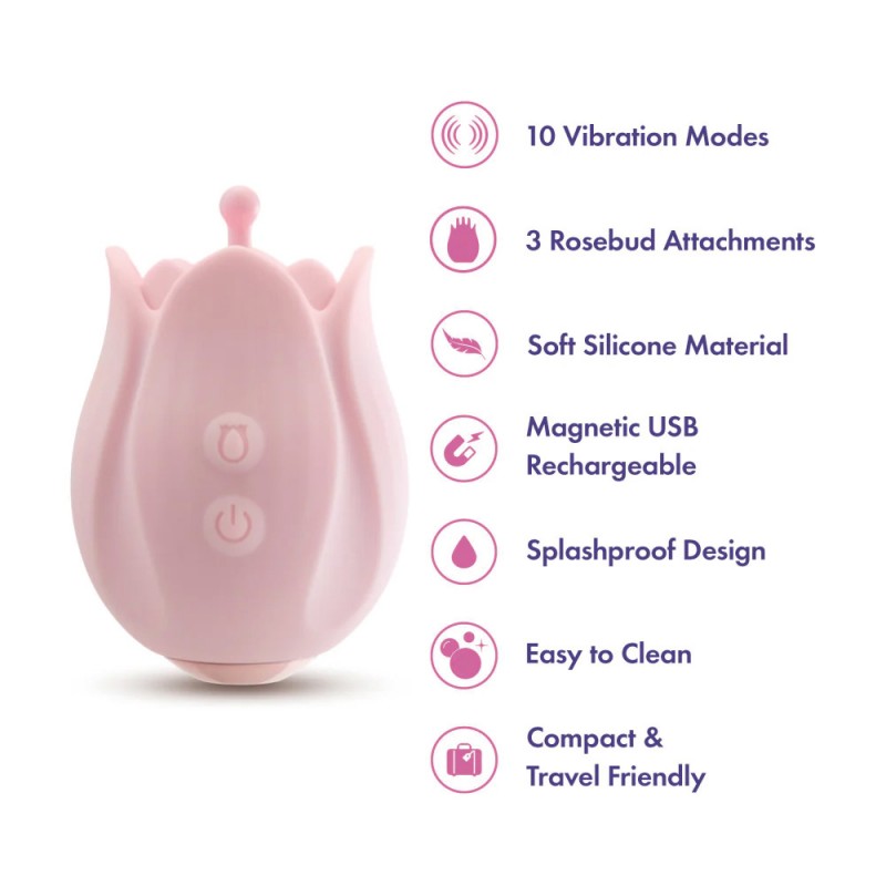 Blush Play With Me Romantic Rose Vibrating Silicone Vibrator