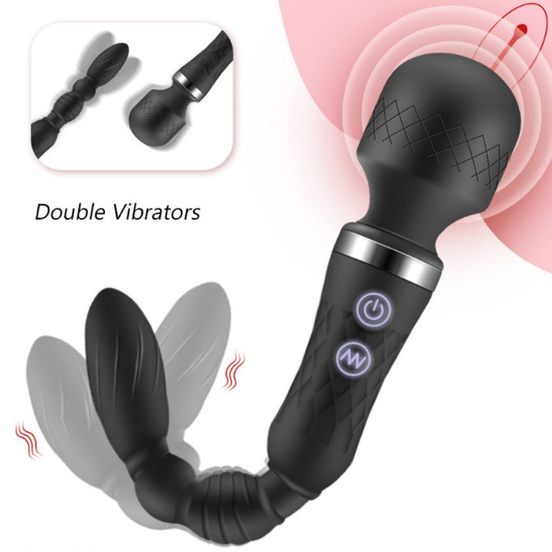 G-Spot Double Head Magic Wand Vibration Anal Plug Beads