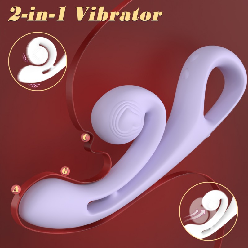 S-Hande 2 in 1 Snail Shape Clit Stimulator Rabbit Vibrator5