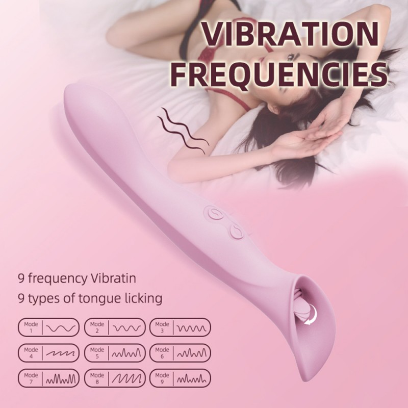 Double Headed G-Spot Vibrator Rose Toy with Tongue Lick