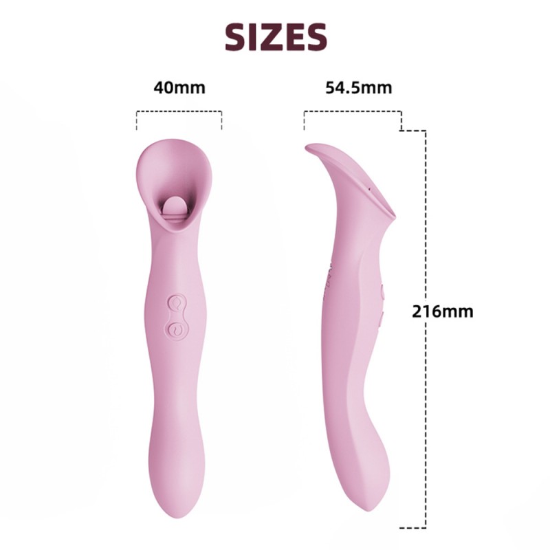 Double Headed G-Spot Vibrator Rose Toy with Tongue Lick