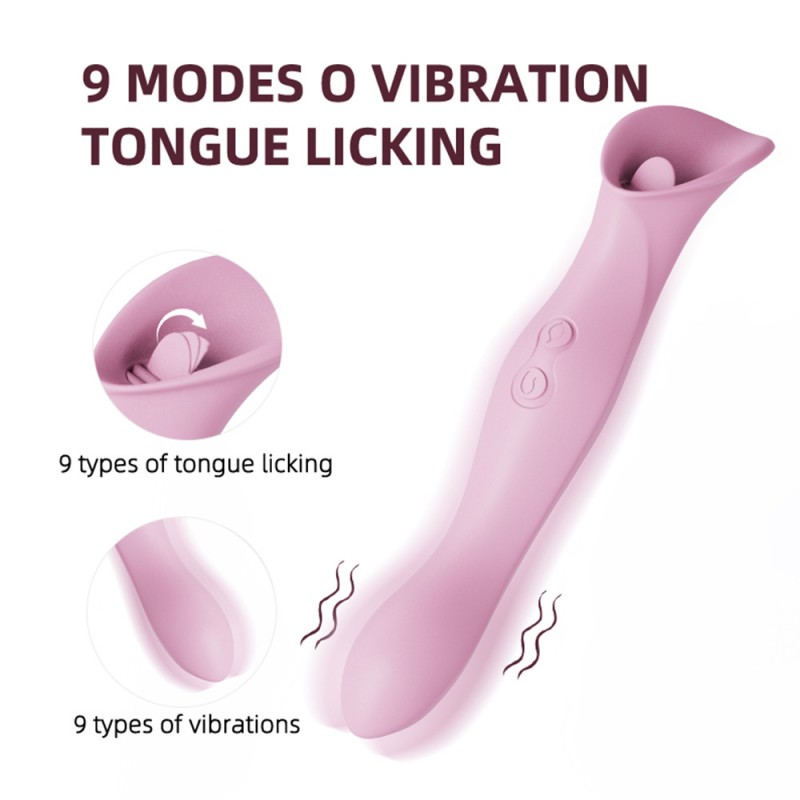 Double Headed G-Spot Vibrator Rose Toy with Tongue Lick