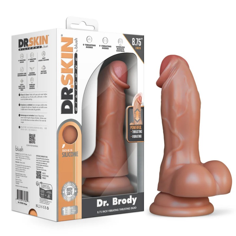 Blush Dr. Skin thrusting realistic silicone G Spot dildo with packaging
