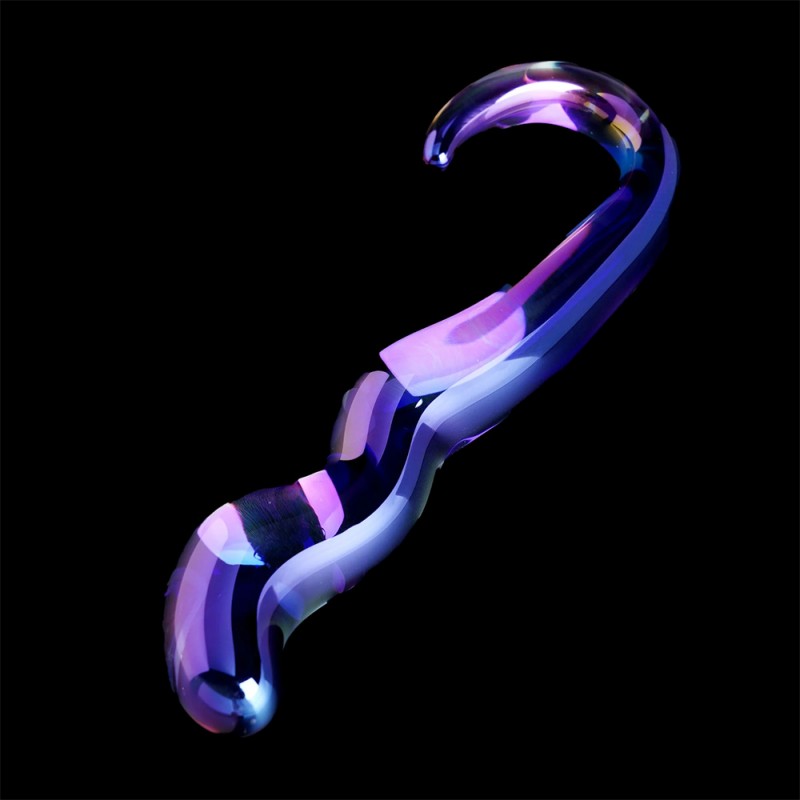 purple curved glass dildo