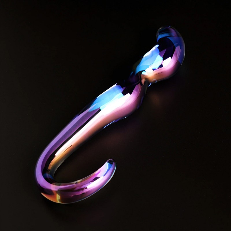 cristal blue flame curved glass dildo 10 inch g-spot stimulation dildo for women