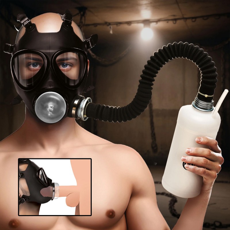 xr brands overload stroker gas mask with a masturbator sleeve