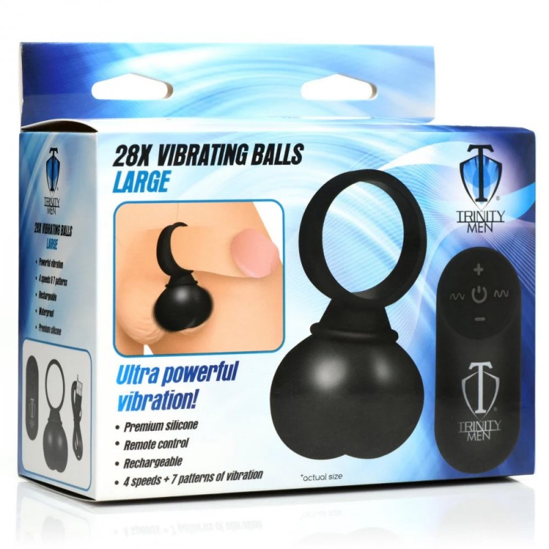 trinity men 28x vibrating balls silicone penis ring with remote control