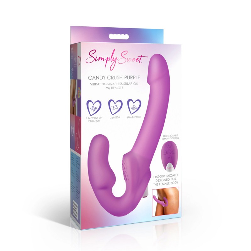 xr brands candy crush purple g-spot vibrating strapless stimulator exquisite package