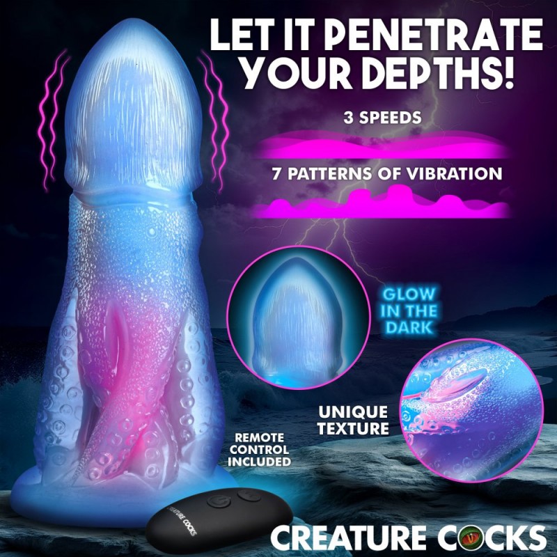 XR Brands Creature Cocks Cocktopus Deluxe Glow-in-the-Dark Vibrating Silicone Tentacle Dildo