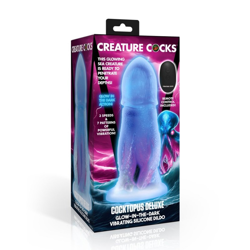 XR Brands Creature Cocks Cocktopus Deluxe Glow-in-the-Dark Vibrating Silicone Tentacle Dildo