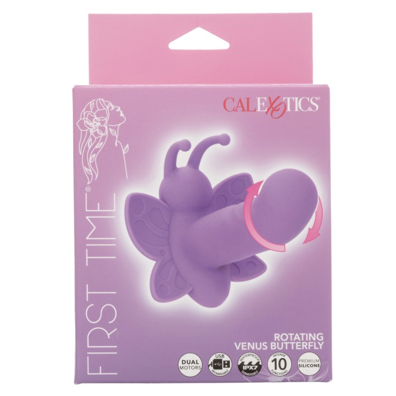 calexotics first time rotating venus butterfly rechargeable vibrating dildo exquisite package