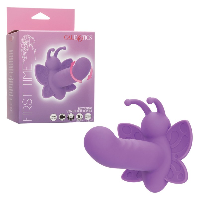 calexotics first time rotating venus butterfly rechargeable vibrating dildo body safe silicone