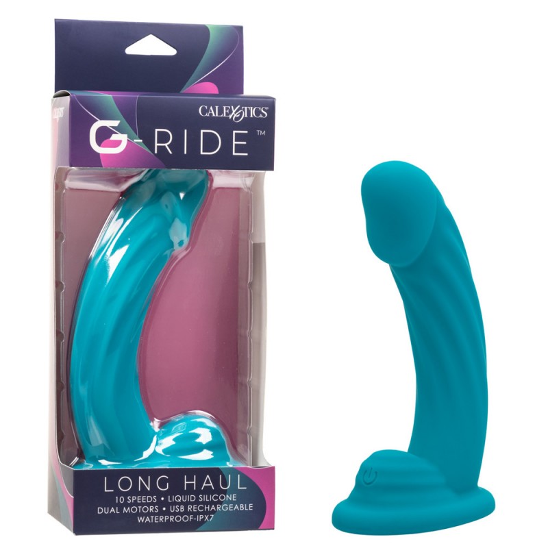calexotics g-ride long haul silicone vibrating dildo pad curved shape
