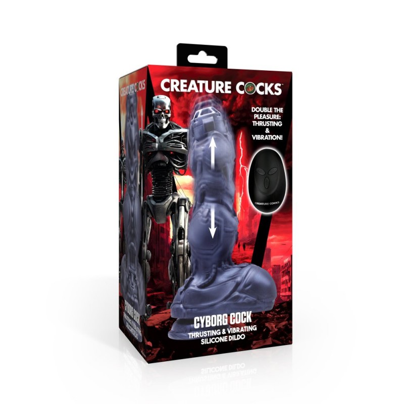 creature cocks cyborg cock thrusting and silicone vibrating dildo with remote for couple