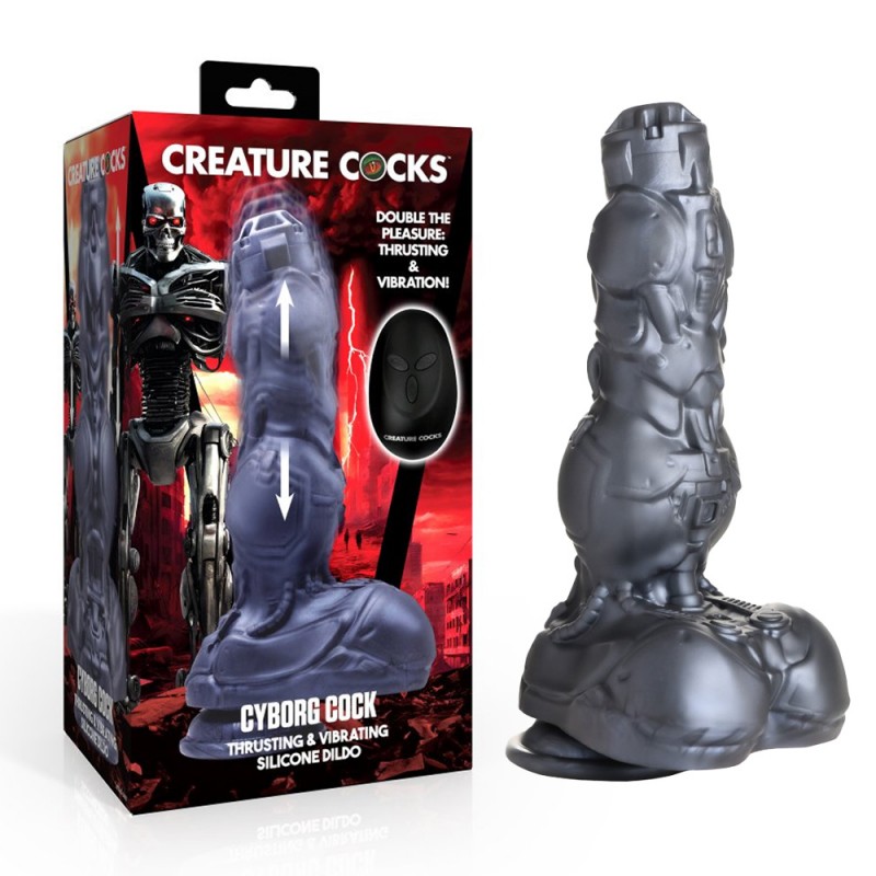 creature cocks cyborg cock thrusting and silicone vibrating dildo with remote for couple women