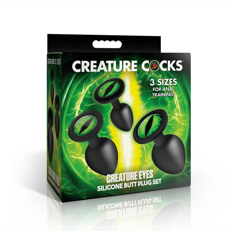 creature eyes green eye butt plug silicone anal plug set