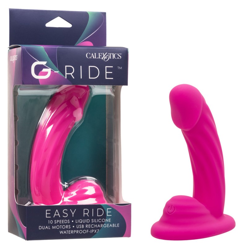 calexotics g-ride easy ride silicone vibrating dildo pad with suction cup with exquisite package