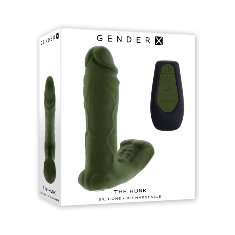 gender x the hunk rechargeable green silicone vibrating grind pad with remote control with exquisite package
